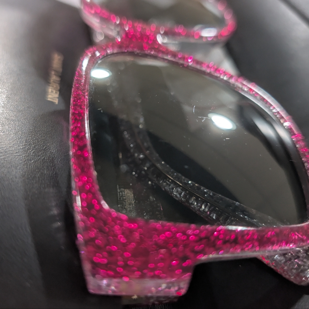 Yves Saint Laurent | Hot Pink Glitter Sunglasses - Picture 15 of 17